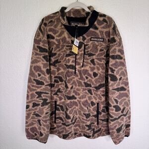 Burlebo Jacket Mens 2XL Camo Sherpa Quarter Zip Anorak Fleece Outdoors Hunt NEW